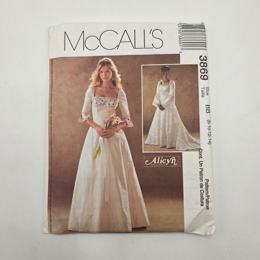 McCall's 3869 Sewing Pattern Wedding Dress Evening Gown Alicyn Square Neck 8-14